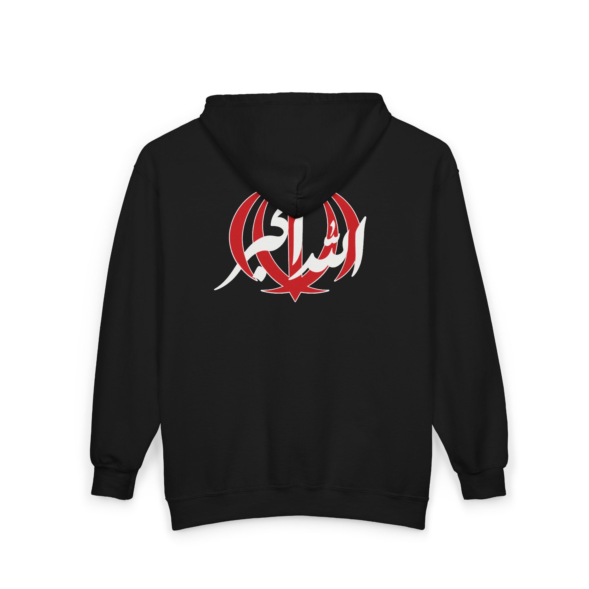 Back Design Iranian Emblem, Black Zip-up Hoodie